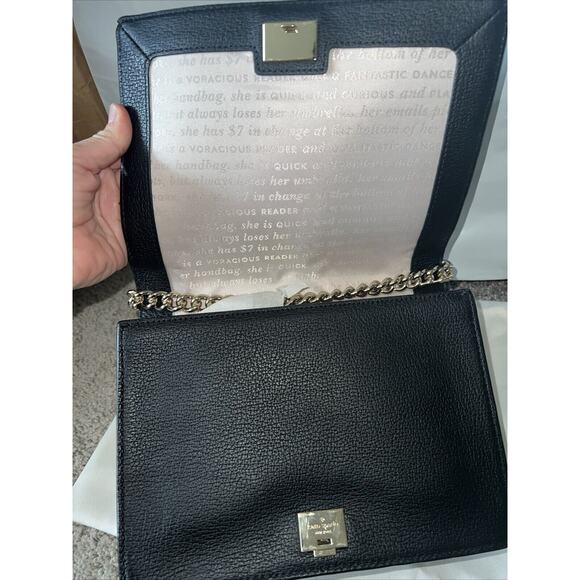 kate spade | Bags | New Kate Spade Marci Black Natural  New Kate Spade Marci Black Natural Stripe Bag Purse Bow Chain Strap $328 NWT